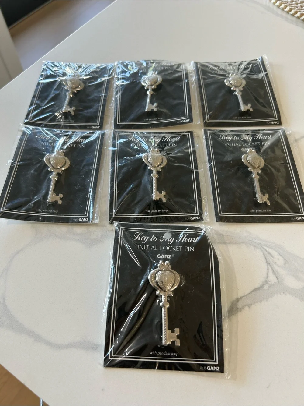 GANZ Silver Heart Key Initial Locket Pin/brooch. J, E, N, G, P, C Or B